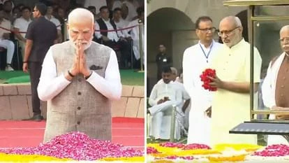पीएम मोदी और उपराष्ट्रपति राधाकृष्णन ने राजघाट पर बापू को दी श्रद्धांजलि