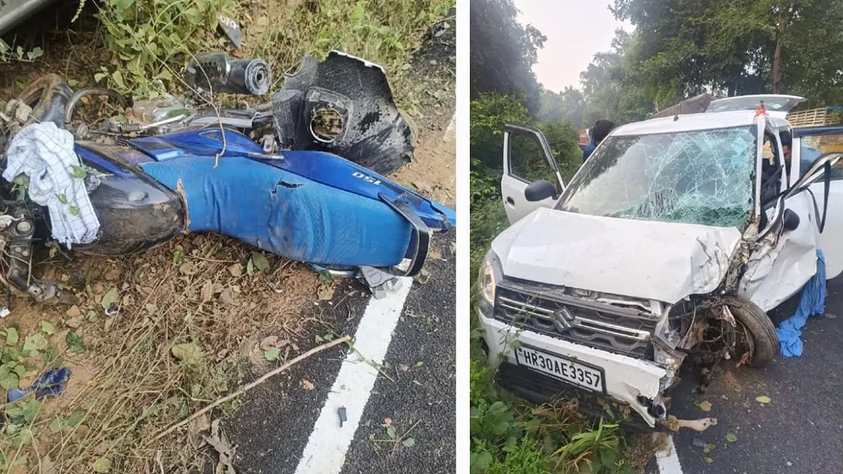 तेज़ रफ्तार कार ने बाइक को मारी टक्कर, पिता की मौत, बेटा समेत चार घायल