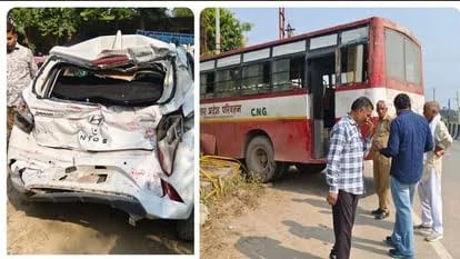 शामली हाइवे पर तेज रफ्तार बस का भयंकर हादसा: कार और टेलीफोन एक्सचेंज से टकराई