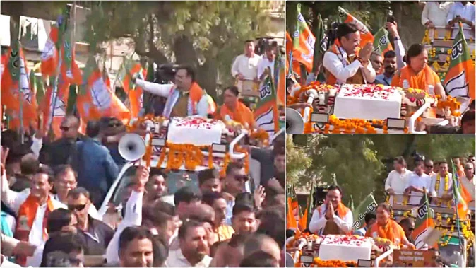 बारां उपचुनाव: भजनलाल शर्मा और वसुंधरा राजे ने मांगरोल में किया रोड शो