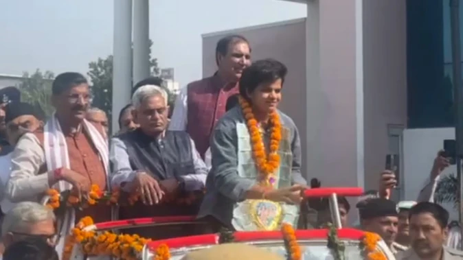 रोहतक में महिला विश्व कप फाइनल हीरो शैफाली वर्मा का भव्य स्वागत