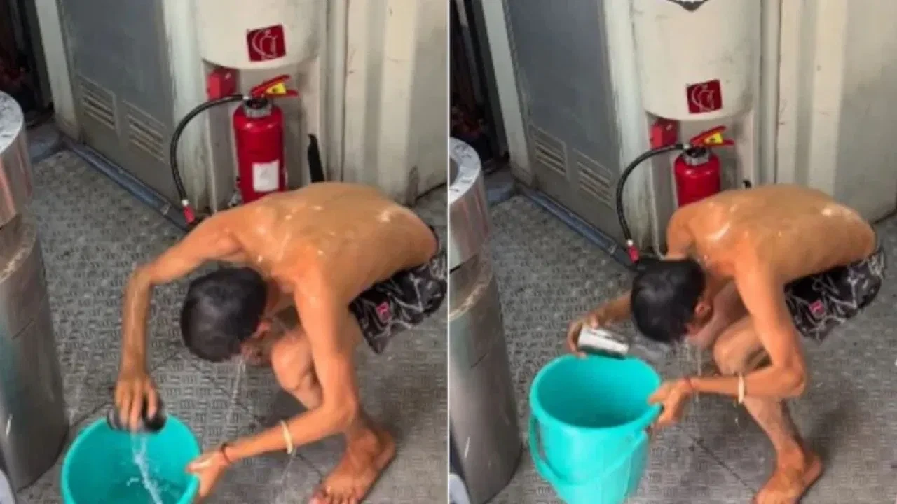 रेल यात्रा के दौरान ट्रेन के टॉयलेट में नहाते व्यक्ति का वायरल वीडियो, सोशल मीडिया पर मचा हड़कंप