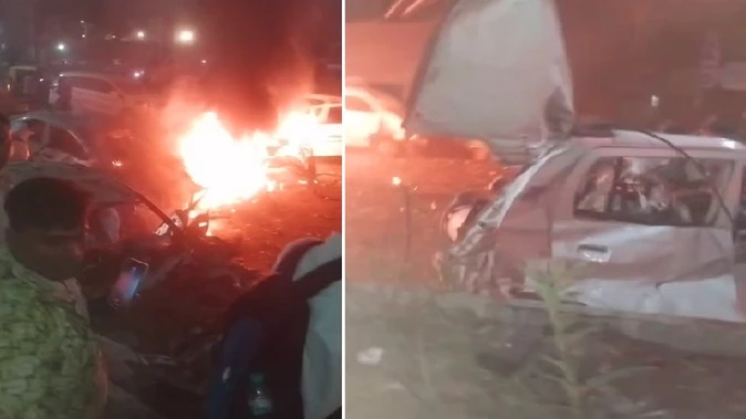 दिल्ली: लाल किला क्षेत्र में मेट्रो के पास कार में विस्फोट, चार वाहन आग की चपेट में