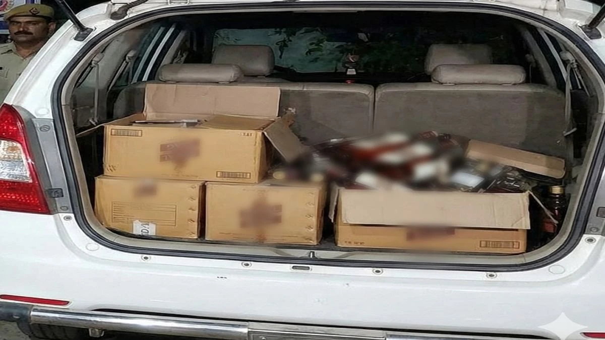 दिल्ली में आप पार्षद की कार से 108 बोतल अवैध शराब बरामद