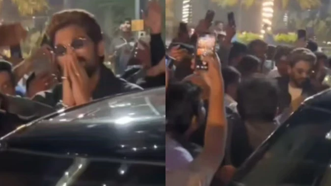 फैंस की भीड़ में फंसे अल्लू अर्जुन, पत्नी स्नेहा को बचाने में आई मुश्किल