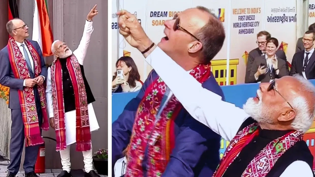 भारत दौरे पर जर्मन चांसलर: अहमदाबाद काइट फेस्टिवल में पीएम मोदी के साथ उड़ाई पतंग