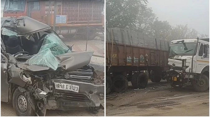 दादरी में कोहरे ने बनाई आफत, हाईवे पर तीन वाहनों की टक्कर, दो घायल