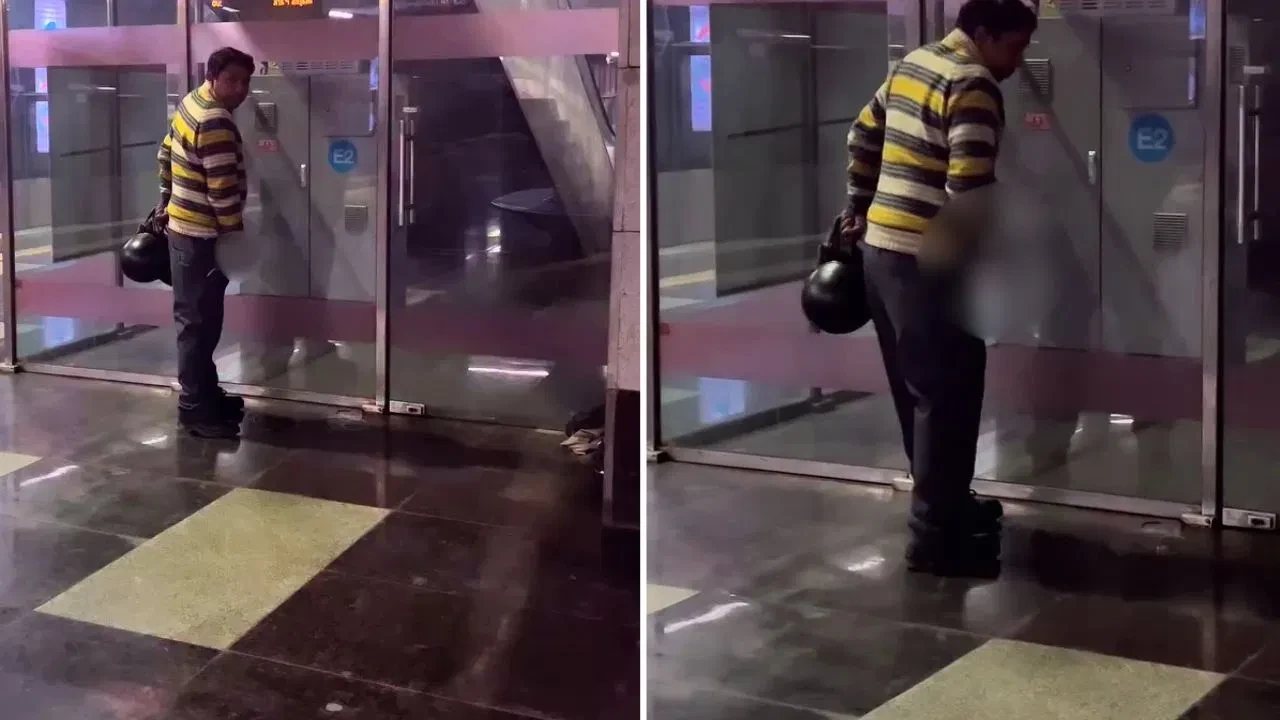 दिल्ली मेट्रो में फिर शर्मनाक वारदात, स्टेशन पर खुलेआम पेशाब करते दिखा यात्री