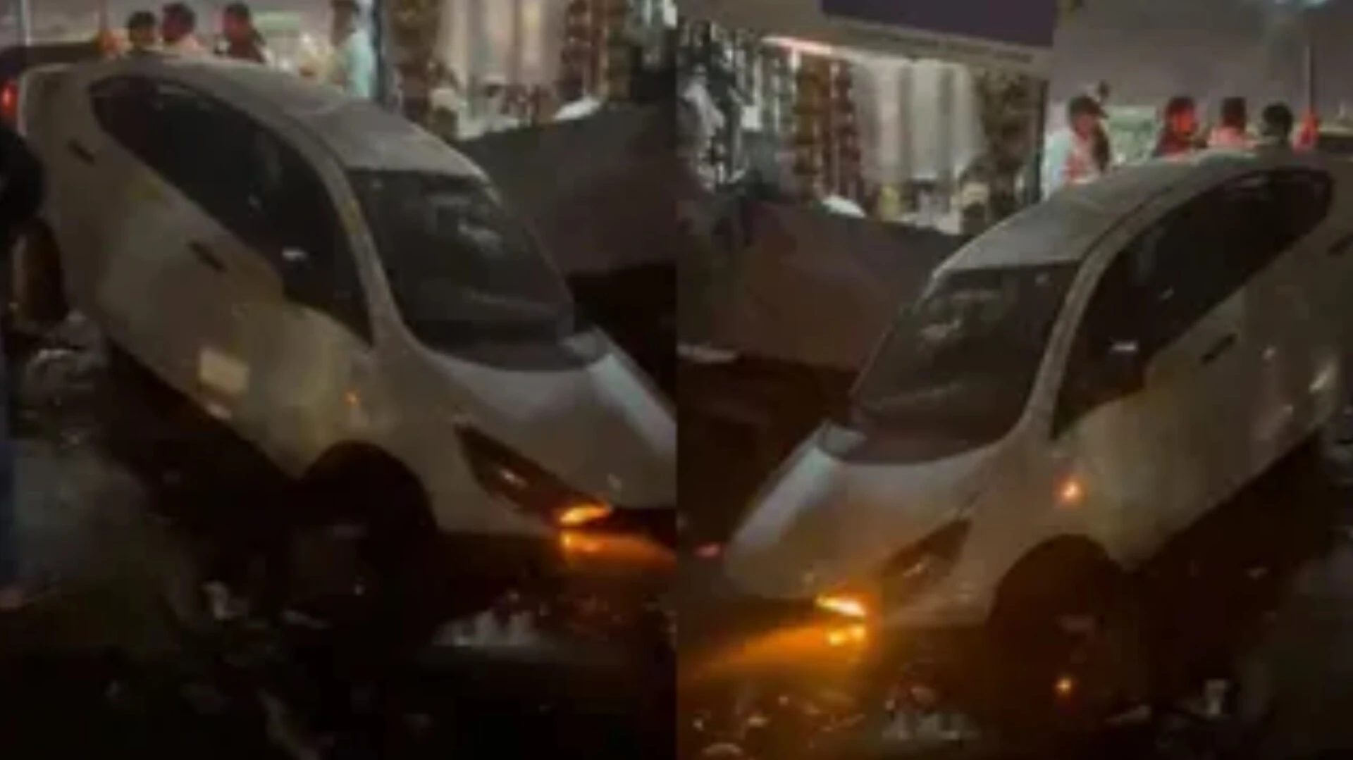 नोएडा में बिना हैंडब्रेक खड़ी कार नाले में गिरी, कोई हताहत नहीं