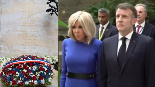 फ्रांस के राष्ट्रपति मैक्रों ने मुंबई के ताज पैलेस में 26/11 के शहीदों को दी श्रद्धांजलि