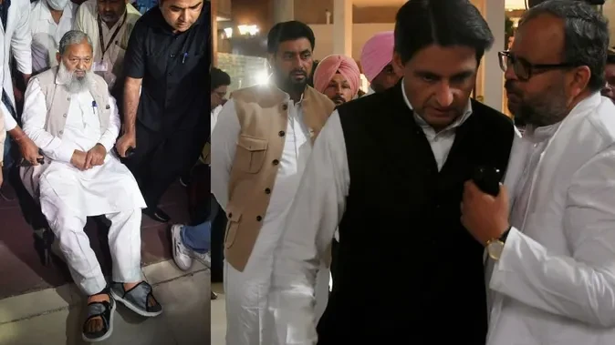 राज्यसभा सीटों के लिए हरियाणा में वोटिंग, व्हीलचेयर पर वोट डालने आए अनिल विज