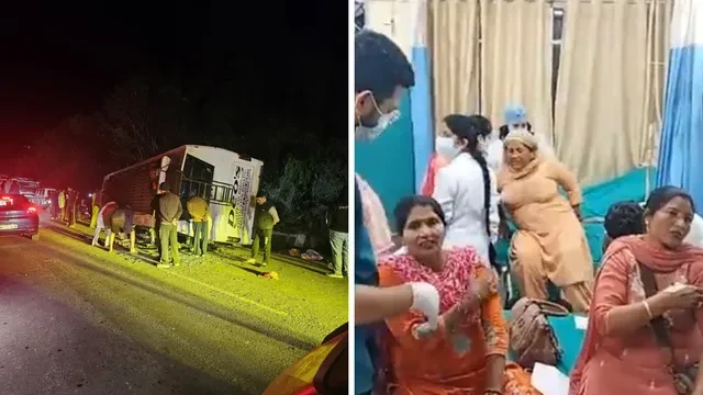 ऊना: फगवाड़ा से शाहतलाई जा रही बस पलटी, 1 श्रद्धालु की मौत, 25 घायल