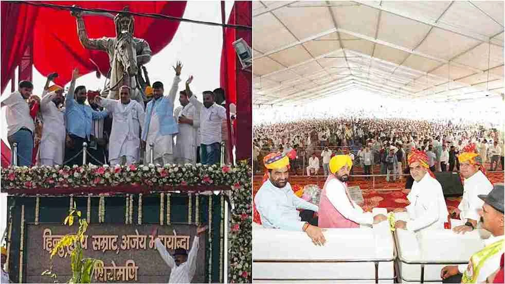 सकौती में महाराजा सूरजमल की प्रतिमा का अनावरण, ‘जाट’ शब्द हटाने पर हंगामा