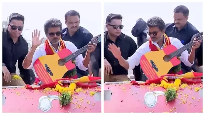 राेड शो के दौरान गिटार बजाते दिखे TVK नेता विजय, फैंस ने भर-भरकर दिए तोहफे
