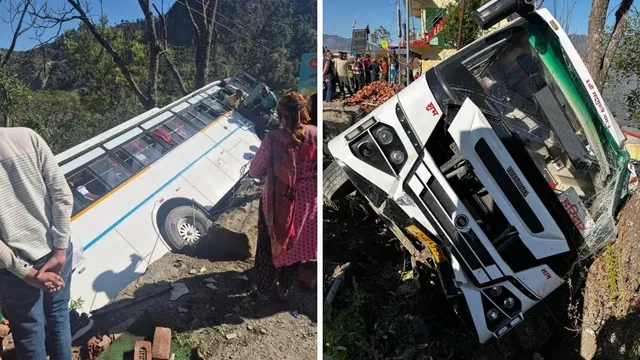 काण्डीखाल के पास बड़ा सड़क हादसा, 30 यात्रियों से भरी बस अनियंत्रित होकर पलटी