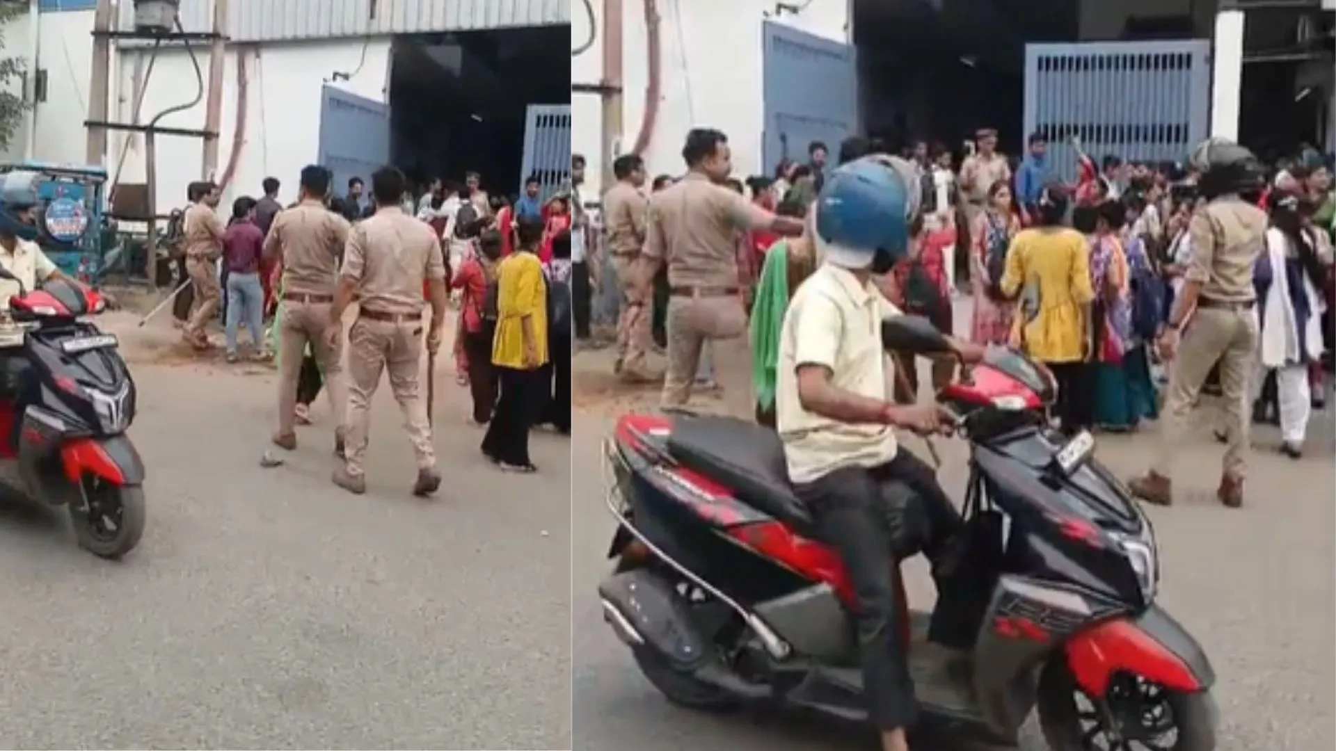 नोएडा सेक्टर-8 में फैक्ट्री के बाहर जुटे श्रमिक, पुलिस ने समझाकर किया शांत