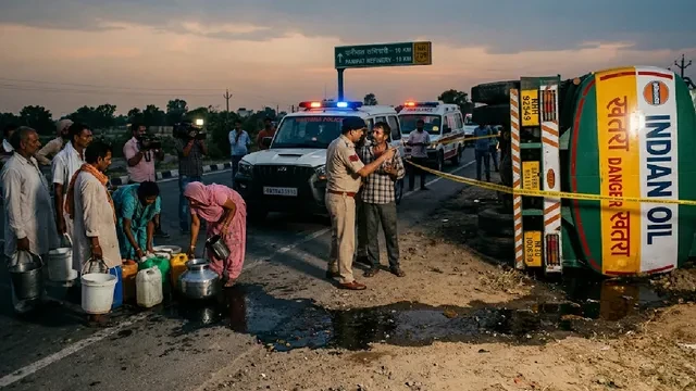 पानीपत में तेल चोरी का शक, टैंकर पलटने के बाद लाखों का डीजल गायब