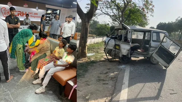 ग्रेटर नोएडा में स्कूली वैन पेड़ से टकराई, सात बच्चे घायल