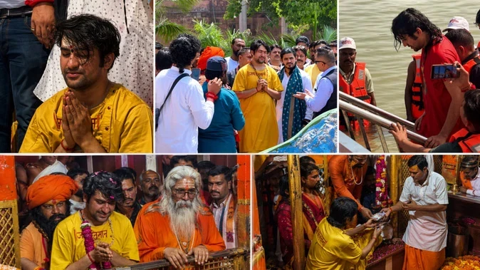 धीरेंद्र कृष्ण शास्त्री ने संगम में लगाई डुबकी, बड़े हनुमान मंदिर में किए दर्शन