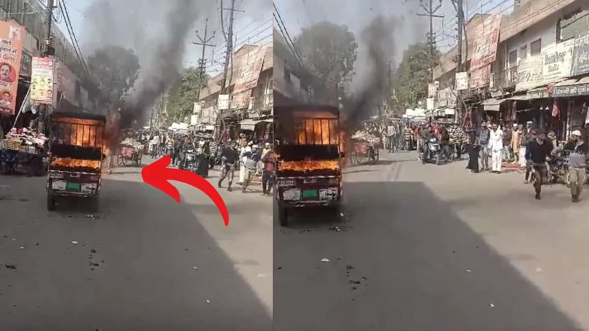 मुजफ्फरनगर: ई-रिक्शा बैटरी सेंटर में भीषण आग, कई धमाके