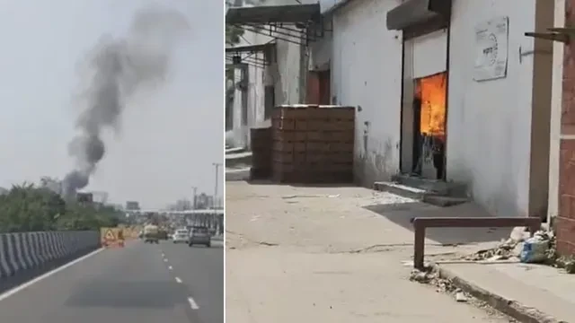 फरीदाबाद में विप्रो वेयरहाउस में भीषण आग, दूर तक दिखा धुआं