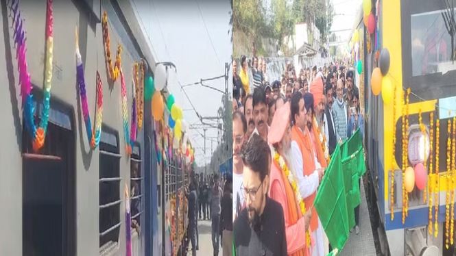 अनुराग ठाकुर ने रेलवे स्टेशन ऊना से हरिद्वार के लिए ट्रेन को दिखाई हरी झंडी