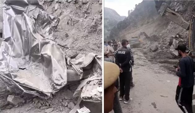 रोहड़ू में हाटकोटी त्यूणी मार्ग पर भूस्खलन, दो वाहनों के दबने की सूचना, 2 शव भी बरामद