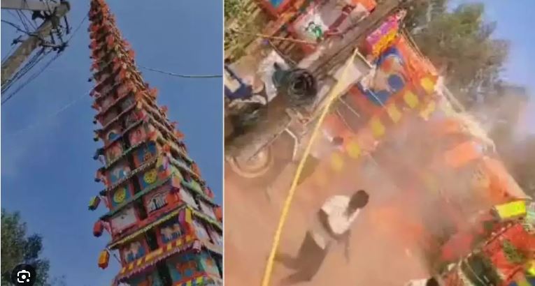 बेंगलुरु में 120 फ़ीट ऊंचा रथ लोगों की भीड़ पर गिरा