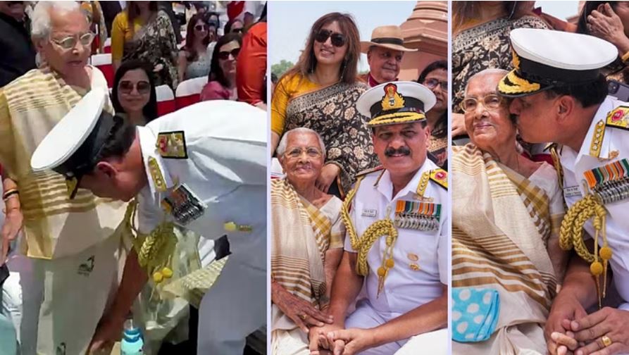 नवनियुक्त नेवी चीफ ने पदभार संभालते ही मां के पैर छूकर लिया आशीर्वाद