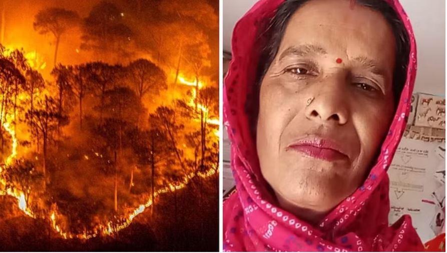 चकमोह में जंगल के धुएं के गुबार से घिरा घर, दम घुटने से महिला की मौत