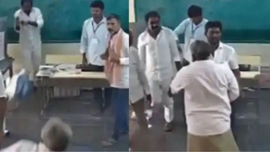 आंध्र प्रदेश में वाईएसआरसीपी के तमतमाए विधायक ने उठाकर पटकी ईवीएम