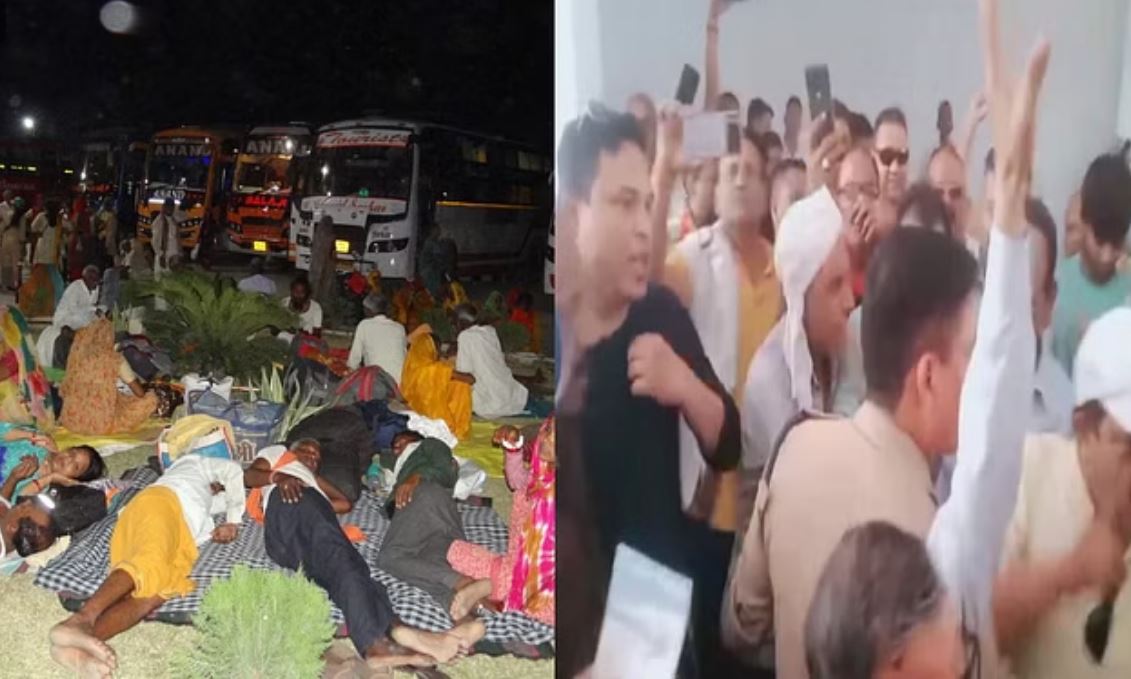 खुले आसमां से बड़ी दिखी आस्था...पर टूटा अब सब्र, कैंप में रुके तीर्थयात्रियों का हंगामा