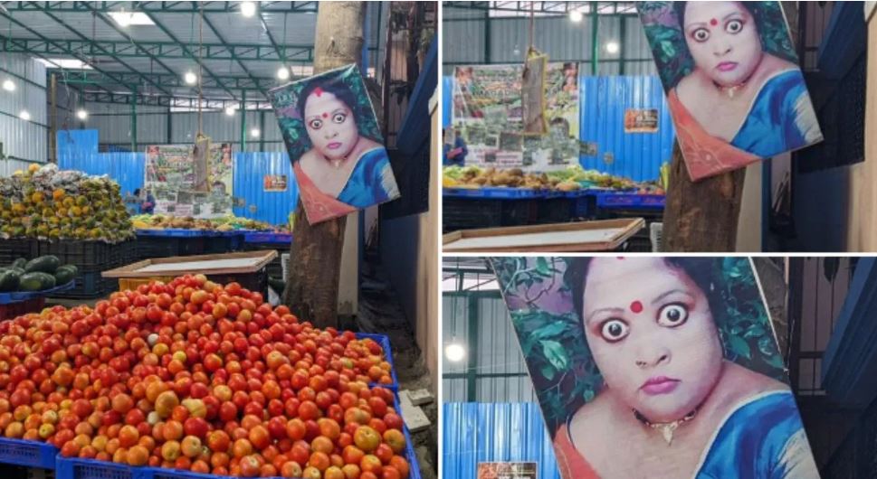 इतना गुस्सा! सब्जी की दुकान पर लगी महिला की ये तस्वीर हो रही वायरल