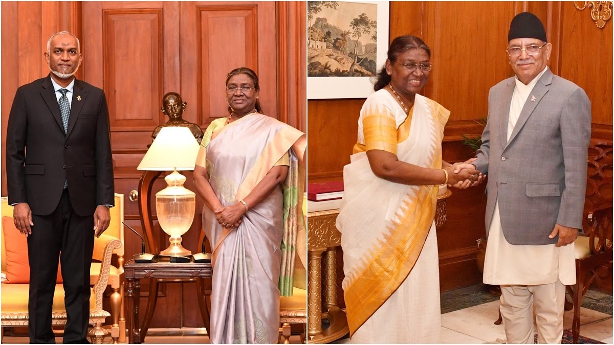 राष्ट्रपति द्रौपदी मुर्मू से मिले नेपाल के पीएम और मालदीव के राष्ट्रपति