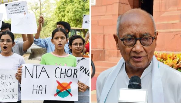 नीट और नेट को लेकर दिग्विजय ने आरएसए और बजरंग दल पर साधा निशाना