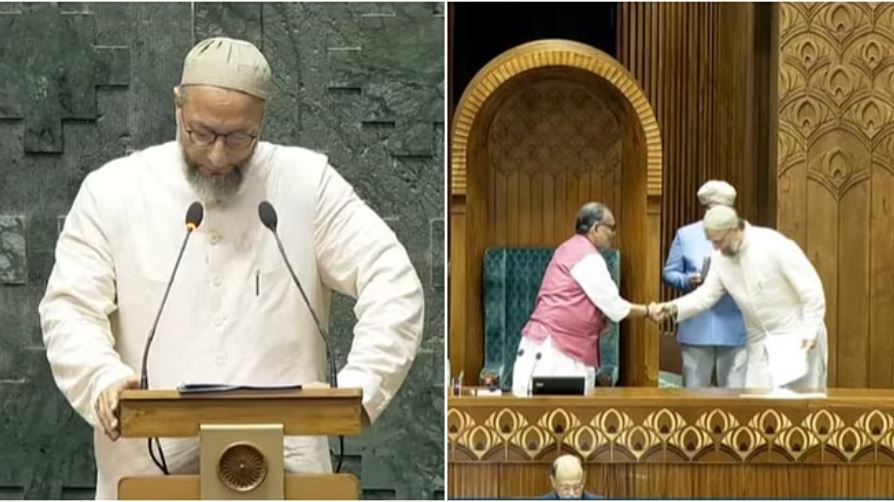 ओवैसी ने शपथ लेने के बाद लगाया जय फलस्तीन का नारा, सोशल मीडिया पर लोगों ने घेरा