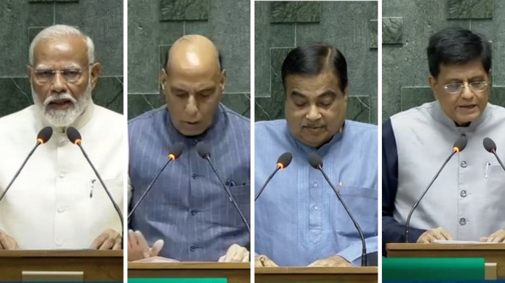 पीएम मोदी, राजनाथ सिंह, गडकरी और पीयूष गोयल ने ली शपथ, अन्य सांसद ले रहे शपथ