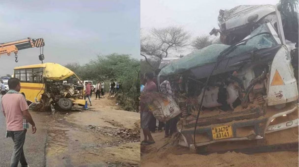 सीकर: मौत को गले लगाकर ट्रेलर चालक ने बचाई बच्चों की जान, 6 बच्चे घायल