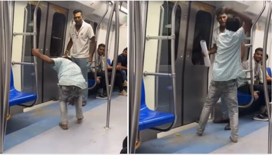 चप्पल उतारकर सीधे गाल पर मारा, दिल्ली मेट्रो में क्लेश का नया वीडियो