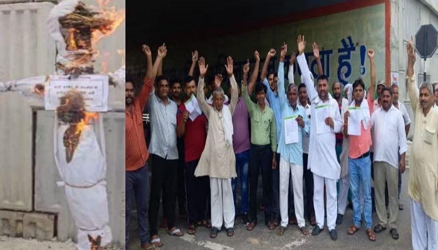 मुजफ्फरनगर: वारिस पठान का ग्रामीणों ने पुतला फूंका