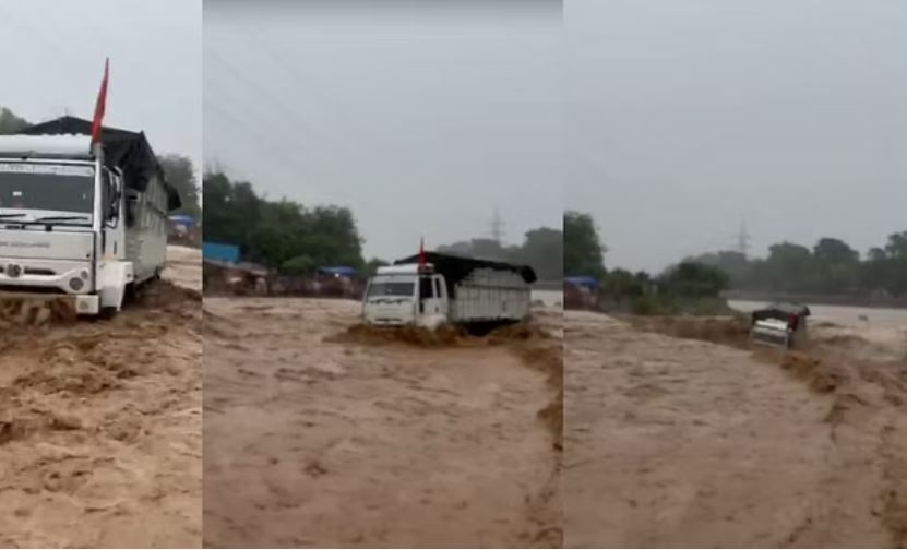 हरिद्वार: तेज बहाव में बहा रपटे पर खड़ा कांवड़ यात्रियों का ट्रक