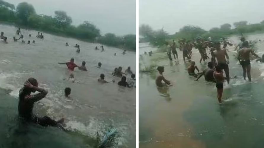 भरतपुर: प्रशासन की चेतावनी के बावजूद ऊफनती नदियों में नहाने जा रहे हैं ग्रामीण