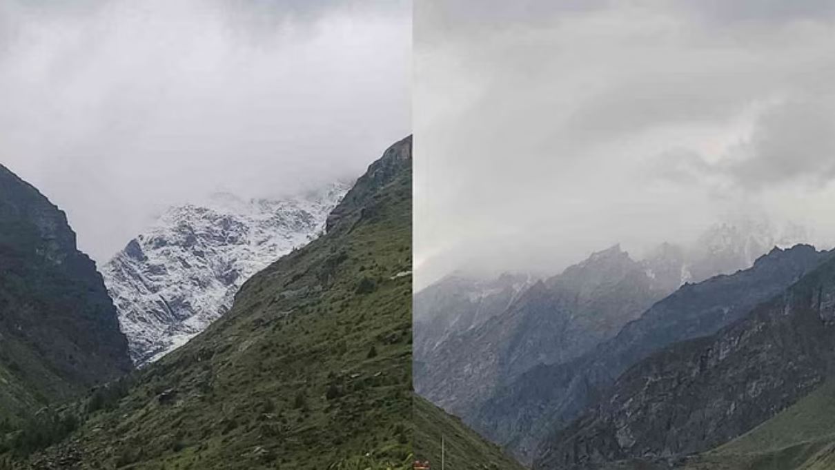 बदरीनाथ धाम की ऊंची चोटियों पर हुई सीजन की पहली बर्फबारी
