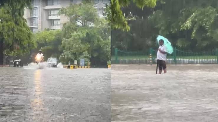 दिल्ली-एनसीआर में झमाझम बारिश से सड़कों पर जलभराव, कई जगहों पर लग रहा जाम