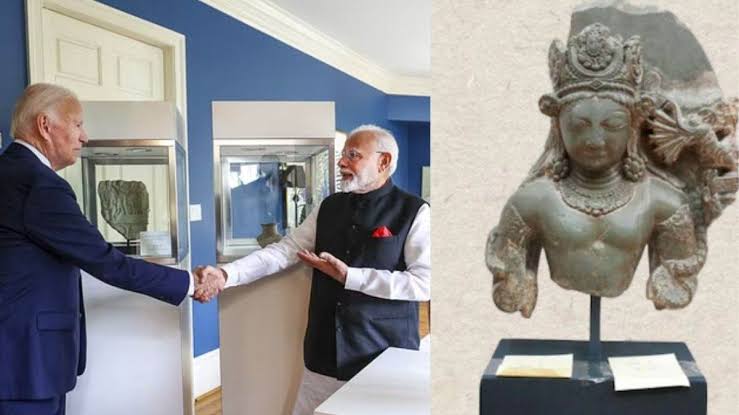 अमेरिका ने भारत को सौंपी 297 बहुमूल्य कलाकृतियां, बाइडन ने पीएम को दी वापस