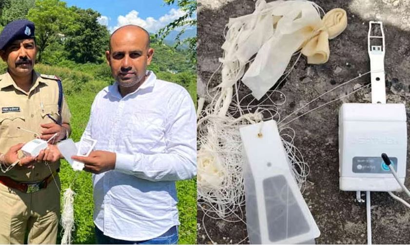 टिहरी में आसमान से गुब्बारे के साथ उड़कर खेतों में आ गिरी डिवाइस