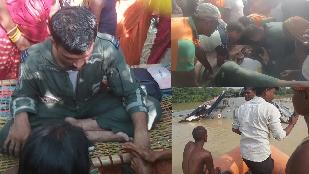 मुजफ्फरपुर में वायुसेना का हेलीकॉप्टर क्रैश, बाढ़ के पानी में गिरा