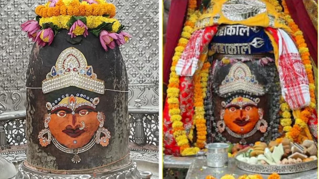 देवी स्वरूप में सजे बाबा महाकाल, रुद्राक्ष माला और कमल के फूल बढ़ा रहे थे शोभा