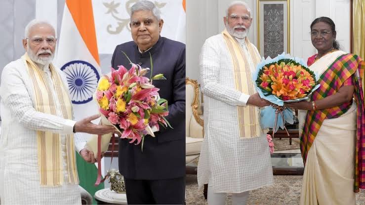 राष्ट्रपति मुर्मू और उपराष्ट्रपति धनखड़ से मिले पीएम मोदी, दिवाली की शुभकामनाएं दीं