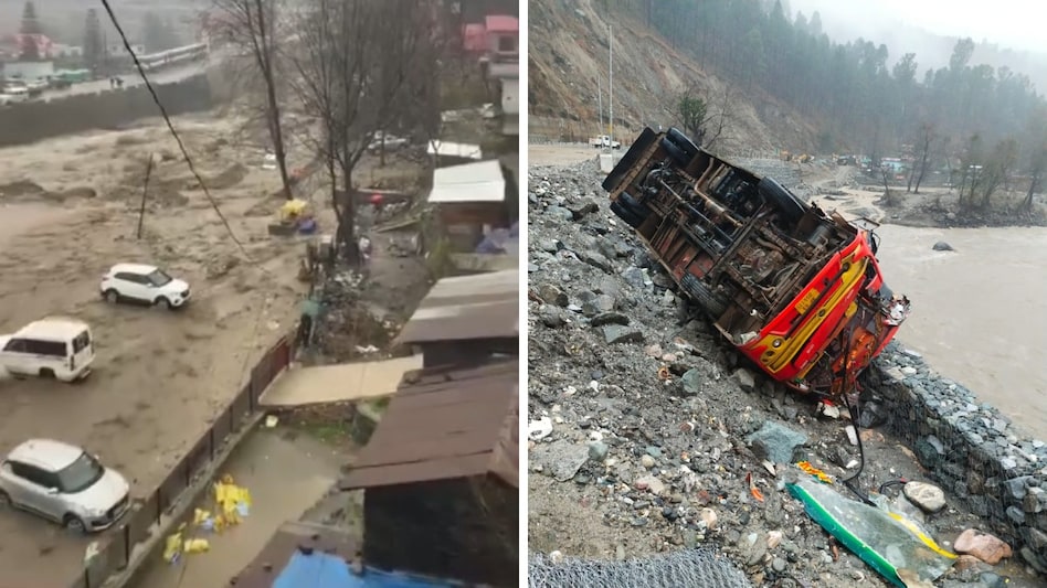 हिमाचल प्रदेश के कुल्लू में भारी बारिश से तबाही, नाले में बह गईं कई गाड़ियां